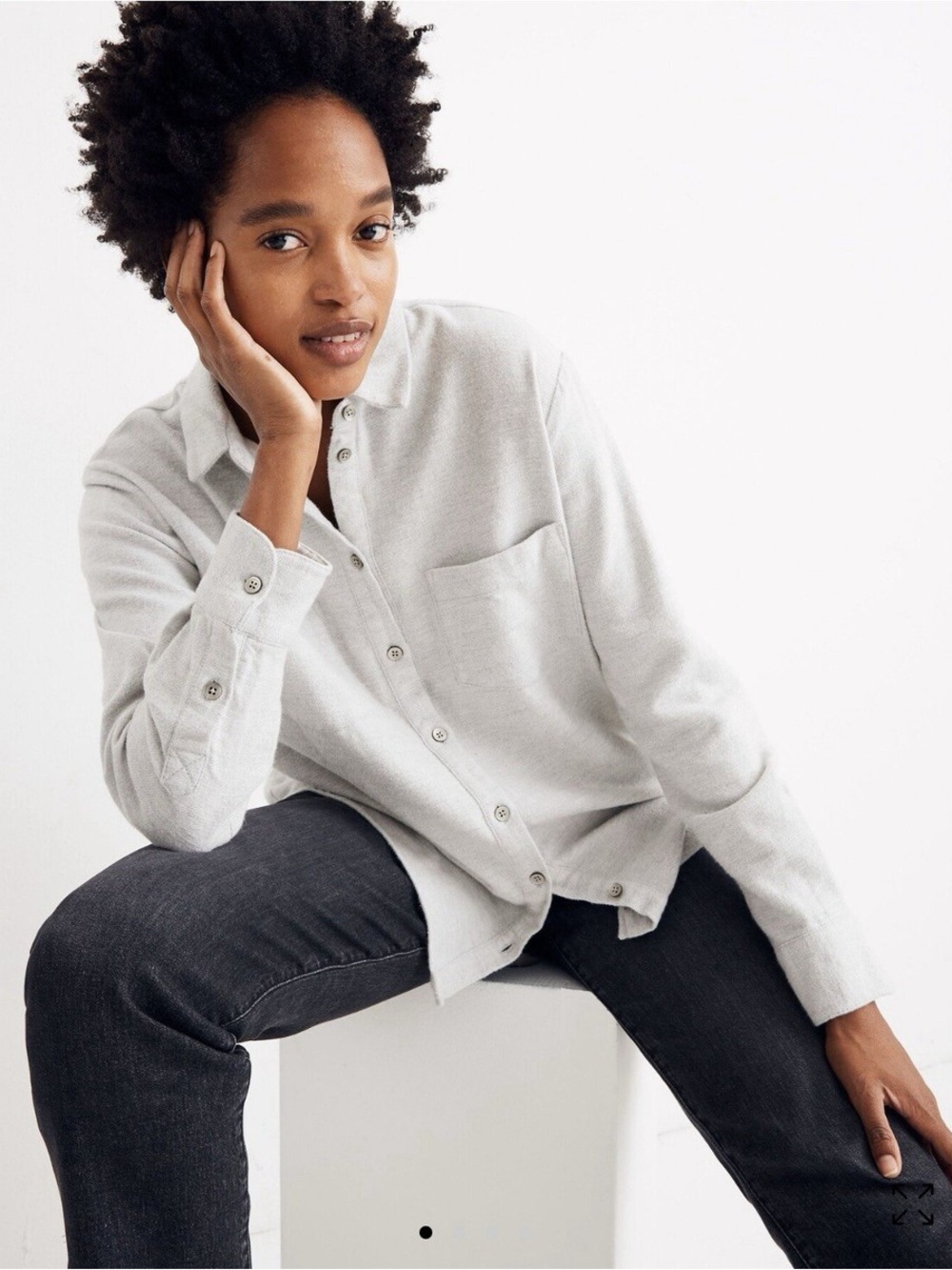 Madewell Sunday Flannel Shirt in soft heather gray